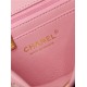 Chanel FLAP BAG Lambskin Viscose Weaving & Gold-Tone Metal AS3767 Pink A