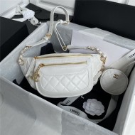 Chanel BELT BAG Aged Calfskin Gold-tone Metal AS1077 White High