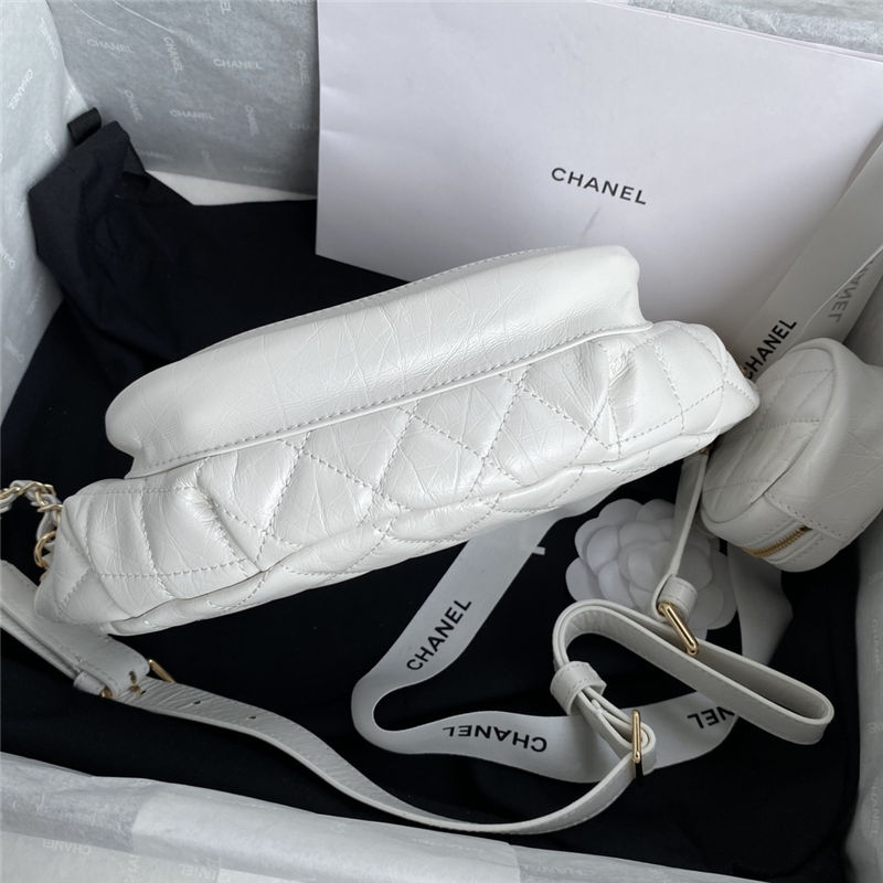 Chanel BELT BAG Aged Calfskin Gold-tone Metal AS1077 White High