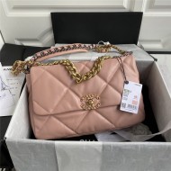 Large Chanel 19 Flap Bag Goatskin/Lambskin Nude Pink High