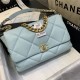 Maxi Chanel 19 Flap Bag Goatskin/Lambskin Light Blue High