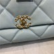 Maxi Chanel 19 Flap Bag Goatskin/Lambskin Light Blue High