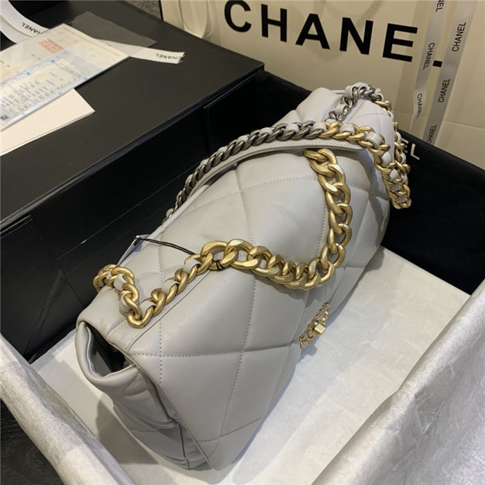 Maxi Chanel 19 Flap Bag Goatskin/Lambskin Grey  High