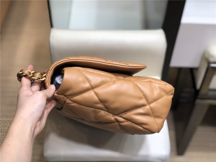 Maxi Chanel 19 Flap Bag Goatskin/Lambskin Camel High