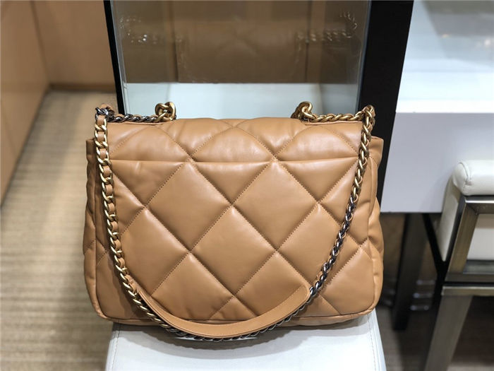 Maxi Chanel 19 Flap Bag Goatskin/Lambskin Camel High