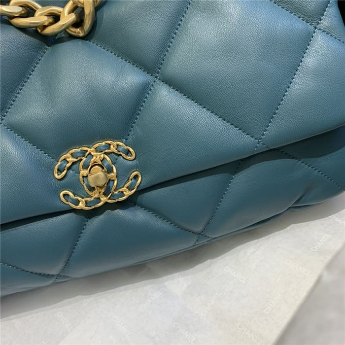 Maxi Chanel 19 Flap Bag Goatskin/Lambskin Ocean Blue High