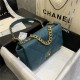 Maxi Chanel 19 Flap Bag Goatskin/Lambskin Ocean Blue High