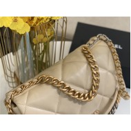 Maxi Chanel 19 Flap Bag Goatskin/Lambskin Beige High