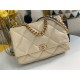 Maxi Chanel 19 Flap Bag Goatskin/Lambskin Beige High