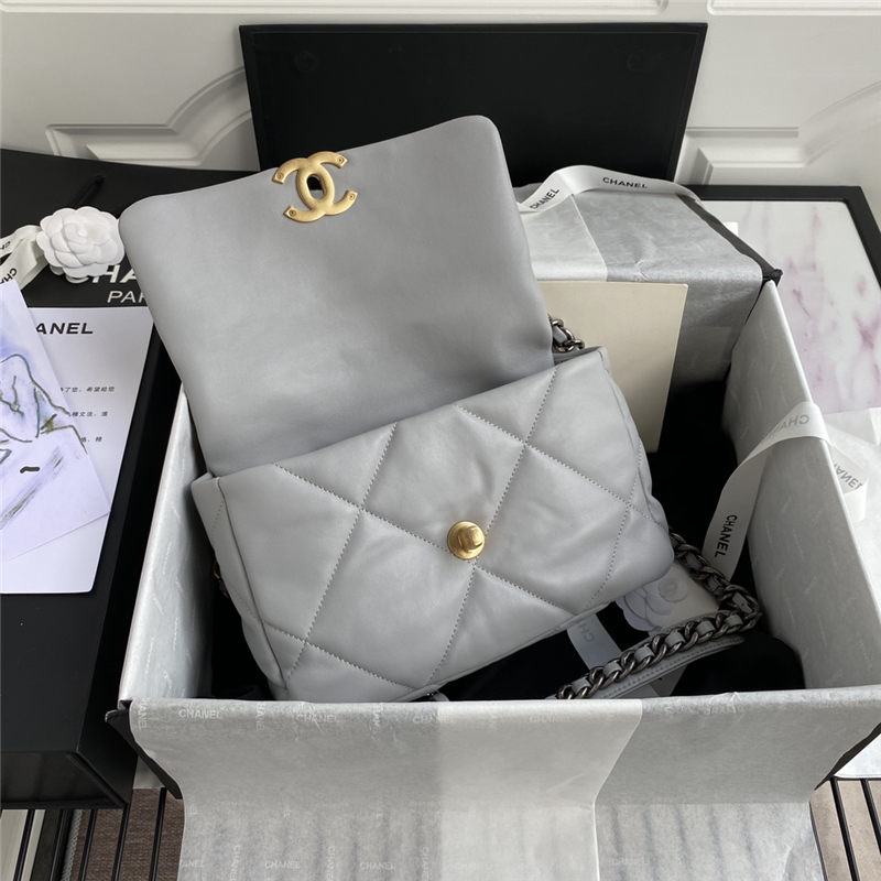 Chanel 19 Flap Bag Goatskin/Lambskin Grey High