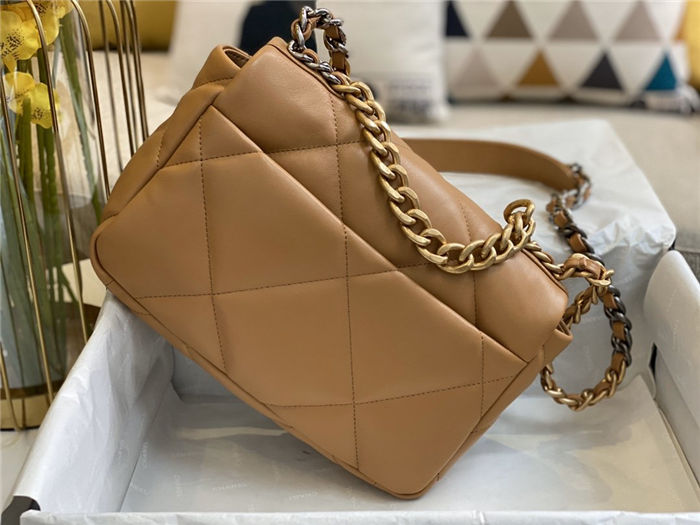 Chanel 19 Flap Bag Goatskin/Lambskin Camel High