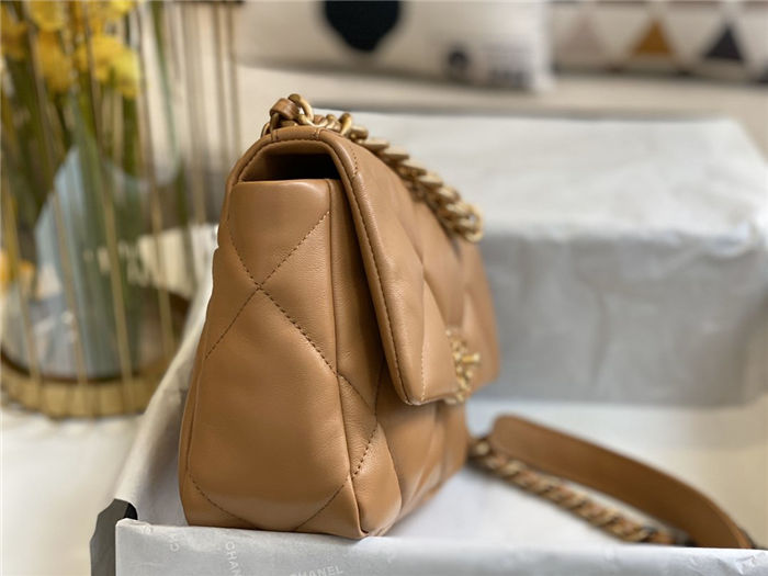 Chanel 19 Flap Bag Goatskin/Lambskin Camel High