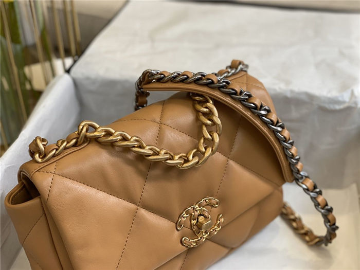 Chanel 19 Flap Bag Goatskin/Lambskin Camel High