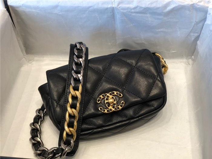 Waist Chanel 19 Flap Bag Lambskin/Goatskin Black High