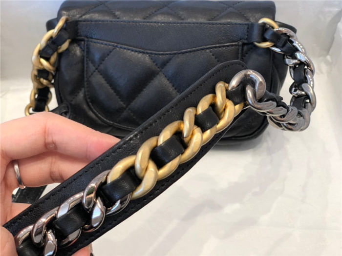 Waist Chanel 19 Flap Bag Lambskin/Goatskin Black High