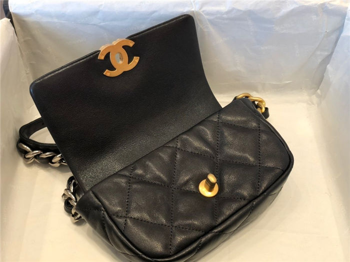 Waist Chanel 19 Flap Bag Lambskin/Goatskin Black High