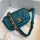 Waist Chanel 19 Flap Bag Lambskin/Goatskin Ocean Blue High