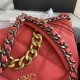 Large Chanel 19 Flap Bag Goatskin/Lambskin Red High