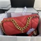 Large Chanel 19 Flap Bag Goatskin/Lambskin Red High