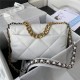 Large Chanel 19 Flap Bag Goatskin/Lambskin White High