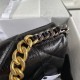 Large Chanel 19 Flap Bag Shiny Crumpled Calfskin Black High