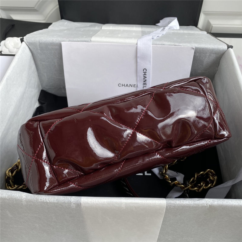 Chanel 19 Flap Bag Shiny Calfskin Burgundy High