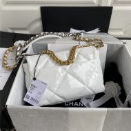 Chanel 19 Flap Bag Shiny Crumpled Calfskin White High