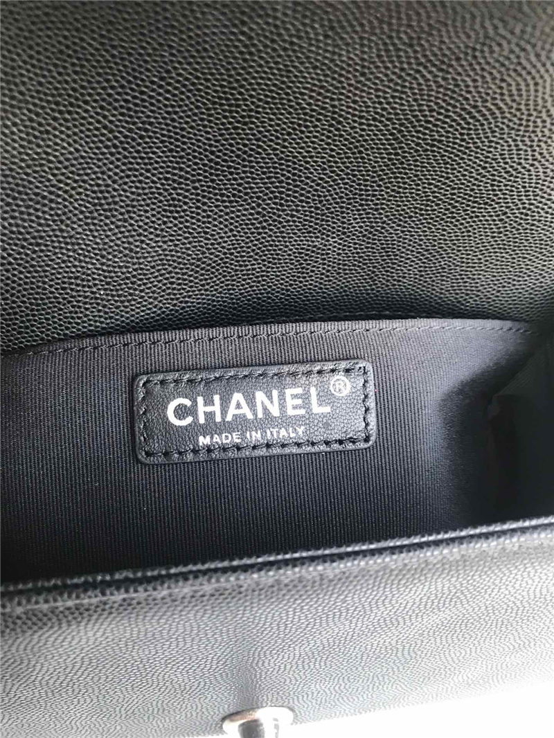 SMALL BOY Chanel HANDBAG Chevrons Pattern Grained Calfskin Black High