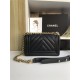 SMALL BOY Chanel HANDBAG Chevrons Pattern Grained Calfskin Black High