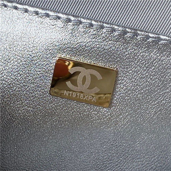 Chanel STAR HANDBAG Metallic Lambskin & Gold-Tone Metal AS4579 Silver A