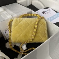 Chanel FLAP BAG Shearling & Gold-Tone Metal AS3499 Yellow A