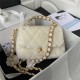 Chanel FLAP BAG Shearling & Gold-Tone Metal AS3499 White A