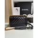 SMALL BOY Chanel HANDBAG Chevrons Pattern Lambskin Black High