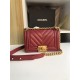 SMALL BOY Chanel HANDBAG Chevrons Pattern Lambskin Burgundy High