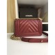 SMALL BOY Chanel HANDBAG Chevrons Pattern Lambskin Burgundy High