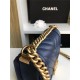 SMALL BOY Chanel HANDBAG Chevrons Pattern Lambskin Navy Blue High