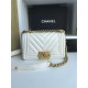 SMALL BOY Chanel HANDBAG Chevrons Pattern Lambskin White High