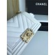 SMALL BOY Chanel HANDBAG Chevrons Pattern Lambskin White High