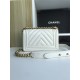 SMALL BOY Chanel HANDBAG Chevrons Pattern Lambskin White High