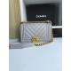 SMALL BOY Chanel HANDBAG Chevrons Pattern Lambskin Grey High