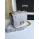 SMALL BOY Chanel HANDBAG Chevrons Pattern Lambskin Grey High