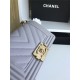 SMALL BOY Chanel HANDBAG Chevrons Pattern Lambskin Grey High