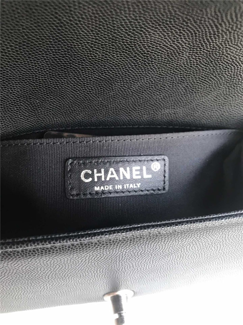 SMALL BOY Chanel HANDBAG Grained Calfskin Black High