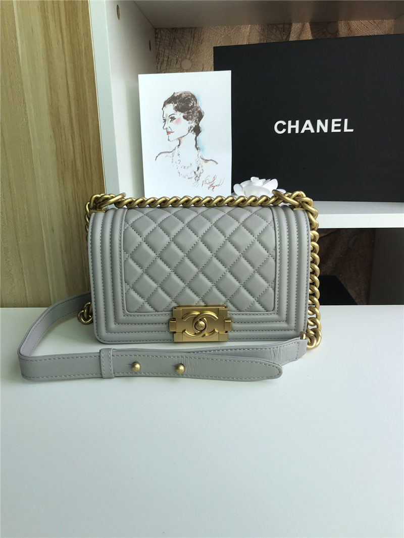 SMALL BOY Chanel HANDBAG Lambskin Grey High