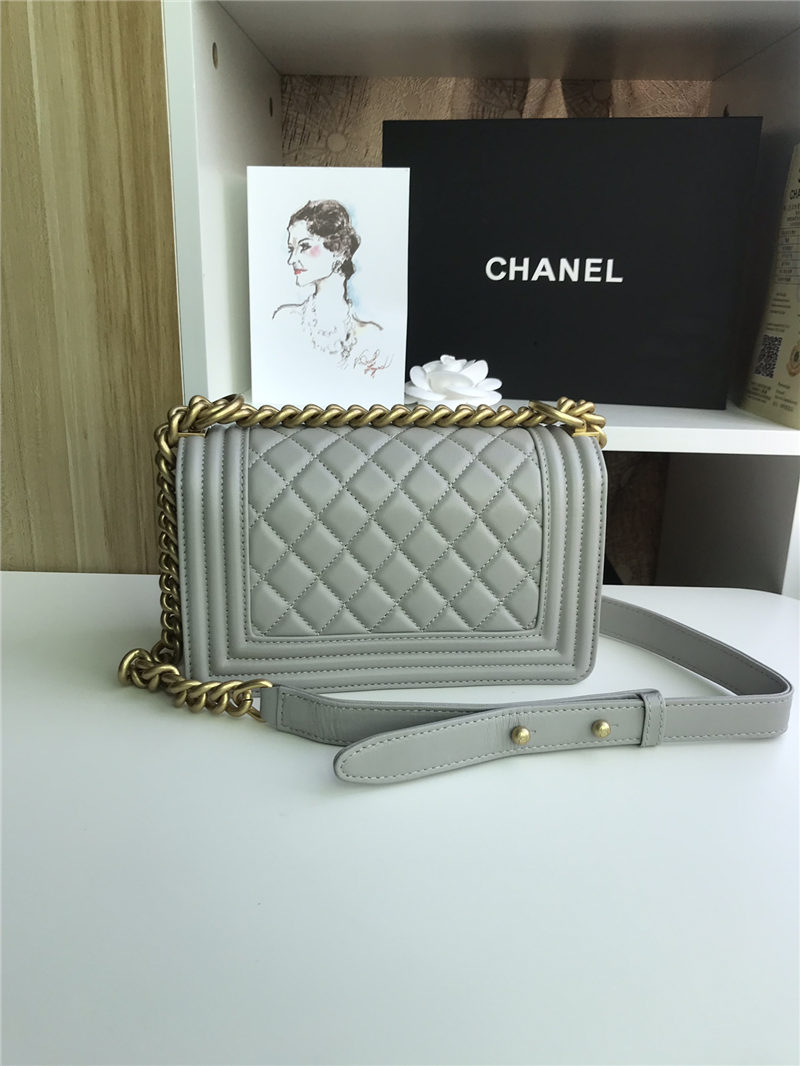 SMALL BOY Chanel HANDBAG Lambskin Grey High