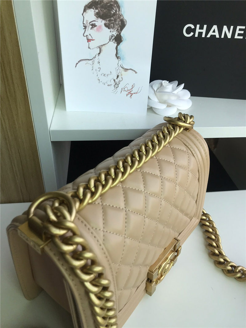 SMALL BOY Chanel HANDBAG Lambskin Beige High