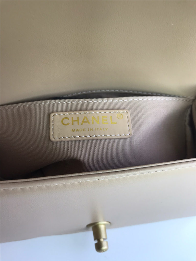 SMALL BOY Chanel HANDBAG Lambskin Beige High