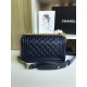 SMALL BOY Chanel HANDBAG Lambskin Navy Blue High