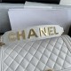 BOY Chanel FLAP BAG WITH HANDLE Lambskin & Gold Metal White A