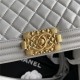 BOY Chanel FLAP BAG WITH HANDLE Lambskin & Gold Metal Gray A